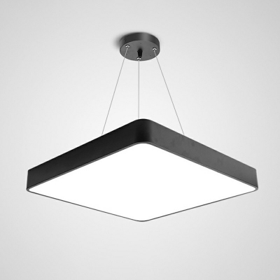 Acrylic LED Squared Office Pendant Ceiling Light Living Room Flush Mount Lighting in Black
