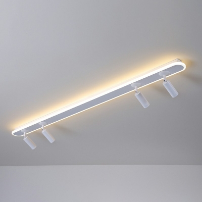 Aluminium Lamp LED Semi Flush Mount Metal Indoor Ceiling Light with Oblong Acrylic Shade