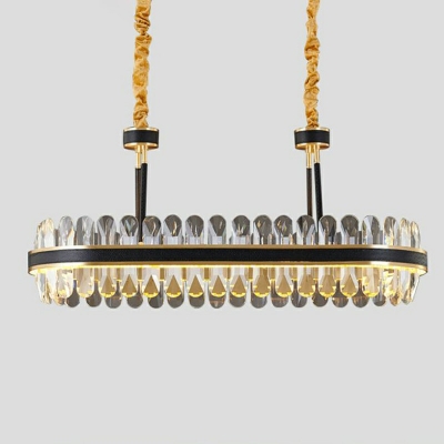 Black Crystal Round Chandelier Lighting Postmodern in Second Gear Lighting LED Hanging Lamp