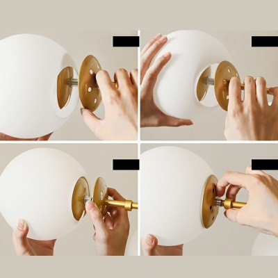 Black-Gold Semi Flush Mount with Sphere Opal Glass Shade Post Modern Semi Flush Ceiling Light