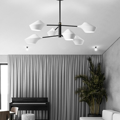 Black-White Chandelier Lighting Minimalist Handblown Arcylic Living Room Pendant Light