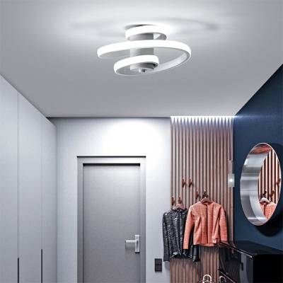 Contemporary Ceiling Light Spiral Acrylic Shade with 1 LED Light Metal Ceiling Mount Semi Flush for Tearoom