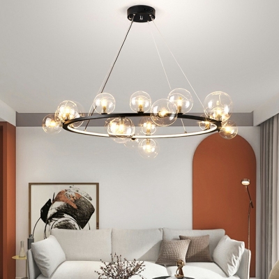 Contemporary Minimalism Transparent Ball Shaped Bedroom Ceiling Lamp Clear Glass Chandelier for Living Room