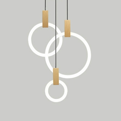 Continental Style Hanging 3 LED Light Acrylic Circle Shape Pendant for Loft Dinning Room