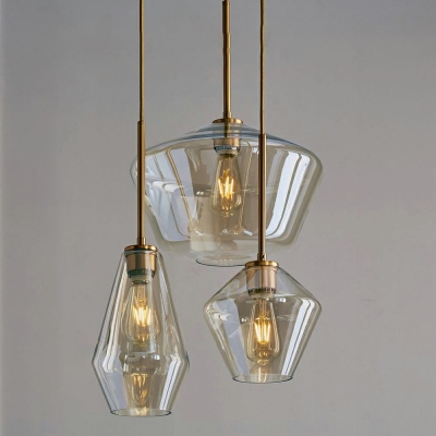 Geometric Pendant Light Designers Style Glass Single Head Drop Light for Corridor Kitchen