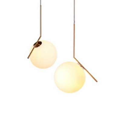 Glass Ball Mini Hanging Lamp Post Modern 1 Head Pendant Lighting in Gold