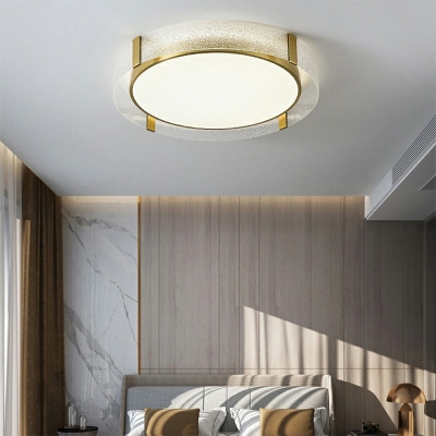 Glass Circle Shade Contemporary Ceiling Light LED Light Flush Mount Ceiling Light in 3 Colors Light for Living Room