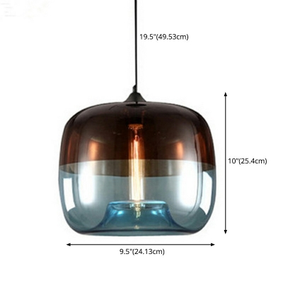 Glass Drum Mini Hanging Lamp Post Modern 1 Head Pendant Lighting with 19.5