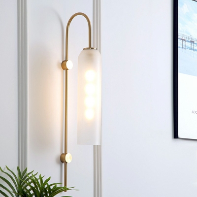 Glass Elongated Tube Sconce Mid Century 1-Light 30 Inchs Height Wall Mounted Lamp with Gooseneck Arm