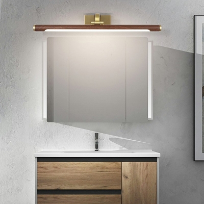 Gold 1-Bulb Linear Vanity Lighting Fixtures Wood Wall Sconce Light for Bathroom