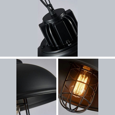 Industrial Retro Dome Shade Pendant Light Metal 1 Light Hanging Lamp