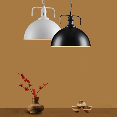 Industrial Style Dome Shape Pendant Light 1 Light Metal Bowl Warehouse Hanging Lamp