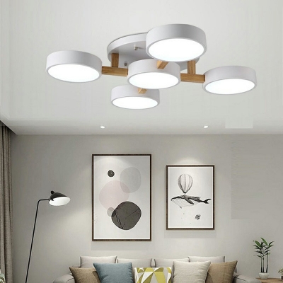 Macaron Style 5-Light Flush Mount LED Acrylic Shade Ceiling Light for Living Room