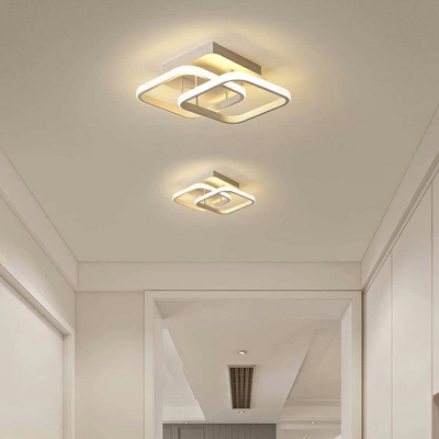 Metal Ceiling Mount Creative Modern Ceiling Light with 2 Square LED Lights Acrylic Shade Semi Flush for Hallway