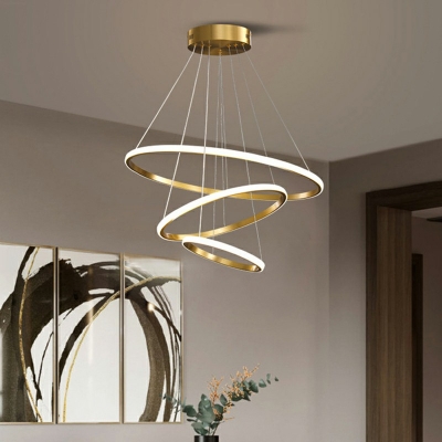 Minimalism Simplicity Brass Ring Chandelier Aluminum Hanging Lamp for Living Room