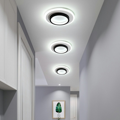 Minimalist Acrylic LED Geometric Flush Mount Lamp Bedroom Ceiling Mounted Fixture in Black