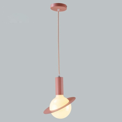 Minimalistic Planet Pendulum Light White Glass Single-Bulb Dining Room Suspension Pendant