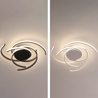 Modern Black/White LED Ceiling Mounted Fixture for Bedroom Acrylic Semi Flush Mount Lighting