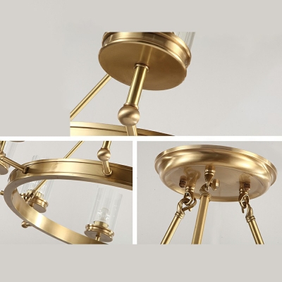 Modern Chandelier 8 Lights With Dual Cylinder Vintage Chandelier Shades in Gold