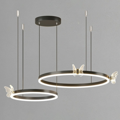Modern Minimalist Pendant Lamp Arcylic Ring LED Circle Chandelier in White Light for Living Room