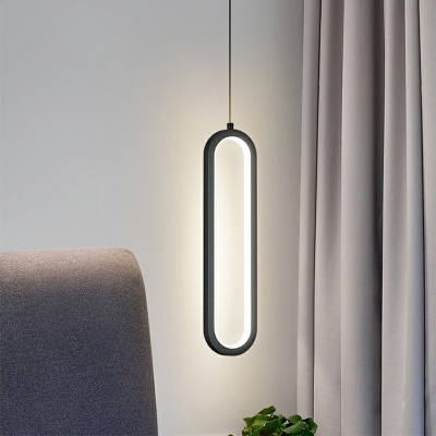 Modern Style LED Hanging Light Oval Metal Pendant Light for Bedroom