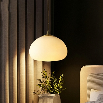 Modern Style White Glass Globe Hanging Light 1 Head Dining Room Pendant Light