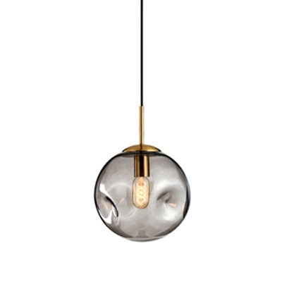 Modernist Global Glass Pendant Lamp with Round Canopy Hanging Light for Living Room