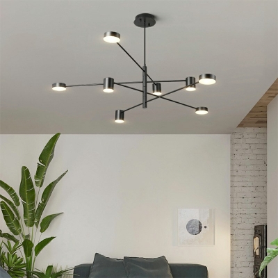 Modernist LED Metal Hanging Light Fixture Black Shaded Chandelier Light