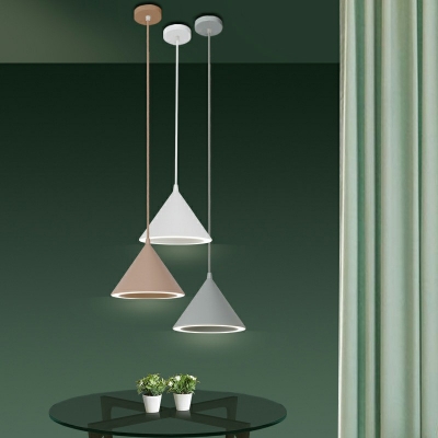 Multiple Macaron Color Nordic Living Room Pendant Aluminum Cone Lid Shade Natural Light Hanging Lamp