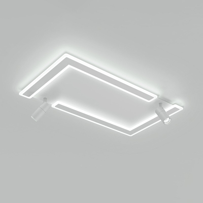 Rectangular 2-Light LED Semi Flush Ceiling Light Acrylic Flush Mount Light Fixture for Corridor