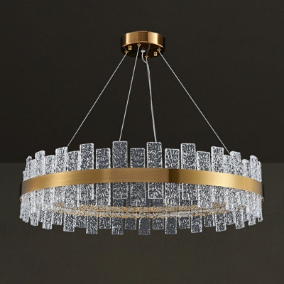 Rounded Pendant Lamp Modern Textured Crystal Dining Room Island Light Fixture in Gold