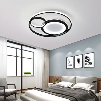 Simplicity Metal LED Circle Flush Ceiling Light Bedroom Flush Mount Lighting in Black