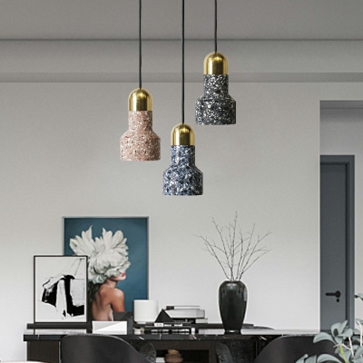 Single-Bulb Cylinder Pendant Ceiling Lights Stone Hanging Lights for Dining Room