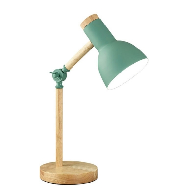 Single-Bulb Macaron Bell Nightstand Lamp Metal Bedroom Rotatable Table Light