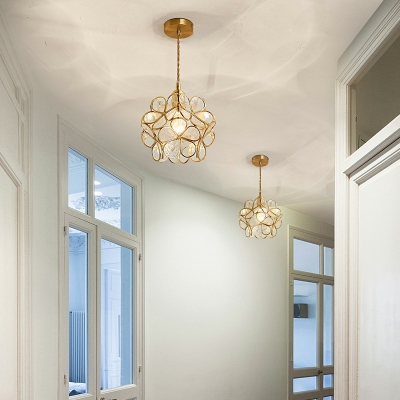 Traditional Style Glass Shade Mini Ceiling Lights Foyer Semi Flush Mount Lighting