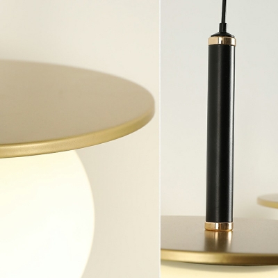 White Glass Globe Shape Modern Gold Round Metal Sheet Pendant Light Hanging for Coffee Bar