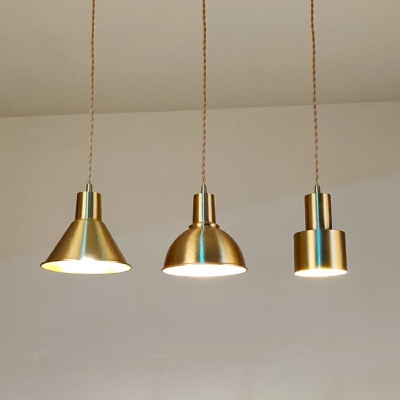 1 Head Metal Pendant Lamp Vintage Brass Finish Bedroom Hanging Ceiling Light with 59