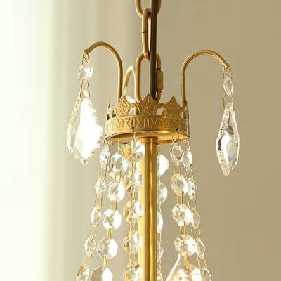3-Light Traditional Chandelier Lights Clear Crystal Orbs And Rods Chandelier in Gold