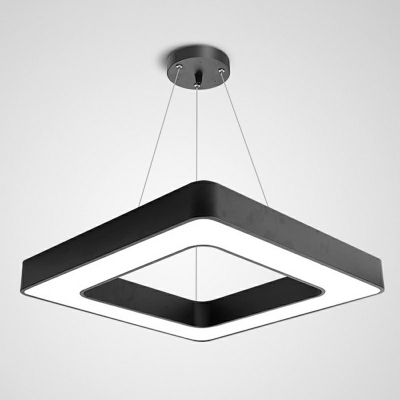 Acrylic LED Squared Office Pendant Ceiling Light Living Room Flush Mount Lighting in Black