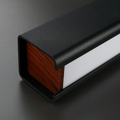 Black Finish LED Metal Shade Linear Island Light in Warm/Third Gear Light Living Room Lighting