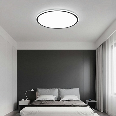 Black LED Circular Flushmount Simplicity Silica Gel Ceiling Light Fixture