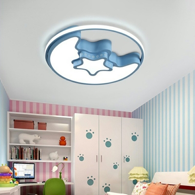 Contempoary LED Moon and Star Kids Room Acrylic Flush Mount Light for Children Room