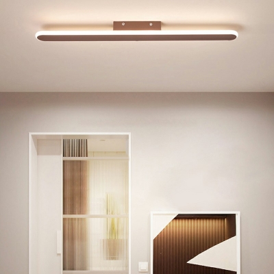 Contemporary Art Deco LED Linear Ceiling Flush Light Acrylic Round Corners and Linear Frame Pendant Lighting in Coffee Finish