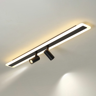 Contemporary Decorative Office Commercial Led Fixture Super Slim Linear Flush Light with Spotlignt