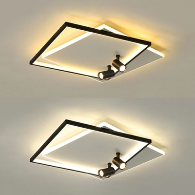 Contemporary Metal Flush Mount Light Geometric Shape Spotlight Study LED Ceiling Light
