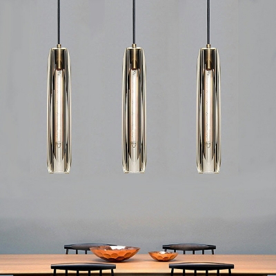 Crystal Pendant Light Contemporary 1-Head Smoke Gray Pendant Lamp Fixture for Living Room