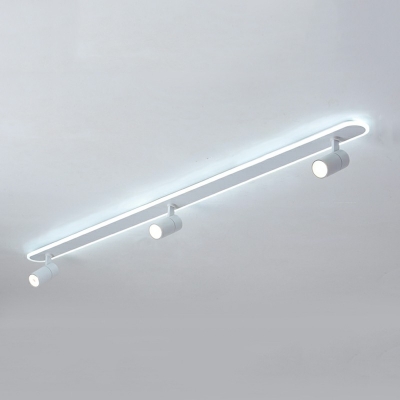 Elongated Living Room Ceiling Light Metallic Minimalistic LED Spotlight Flush Mount Ceiling Light in White