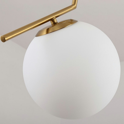 Frosted Glass Ball Mini Hanging Lamp Post Modern 1 Head Pendant Lighting in Brass