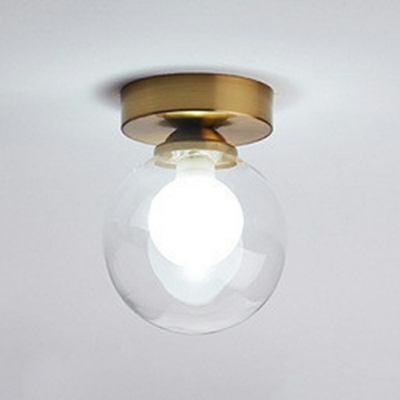 Glass Sphere Ceiling Light Contemporary Single Bulb Flush Mount Lamp Fixture 5 Inchs Wide for Verandah