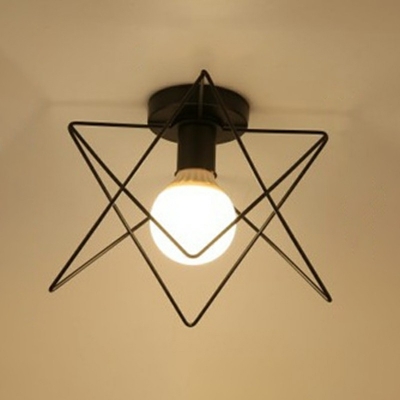 Industrial Black Ceiling Light with 1 Head Metal Shade Metal Ceiling Mount Semi Flush for Living Room